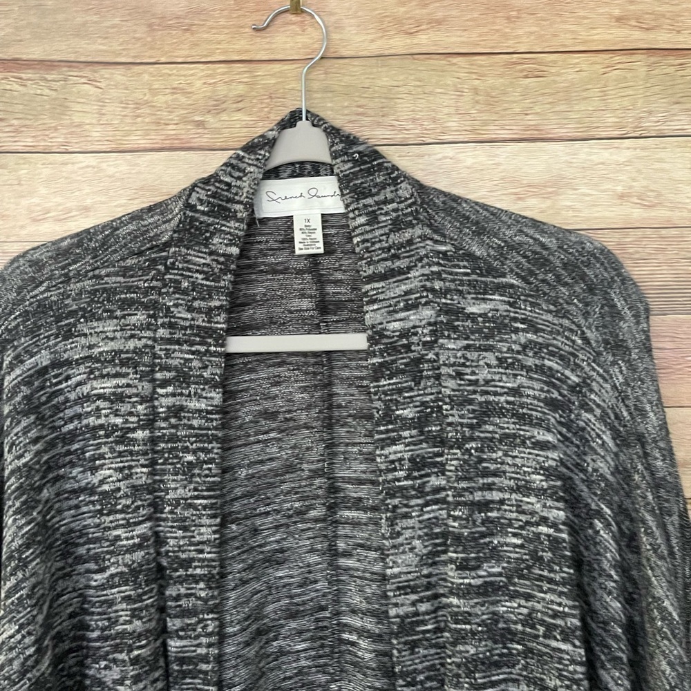 French Laundry Women’s Black And Gray Fringe Cardigan Sweater Plus Size: 1X - Picture 3 of 10